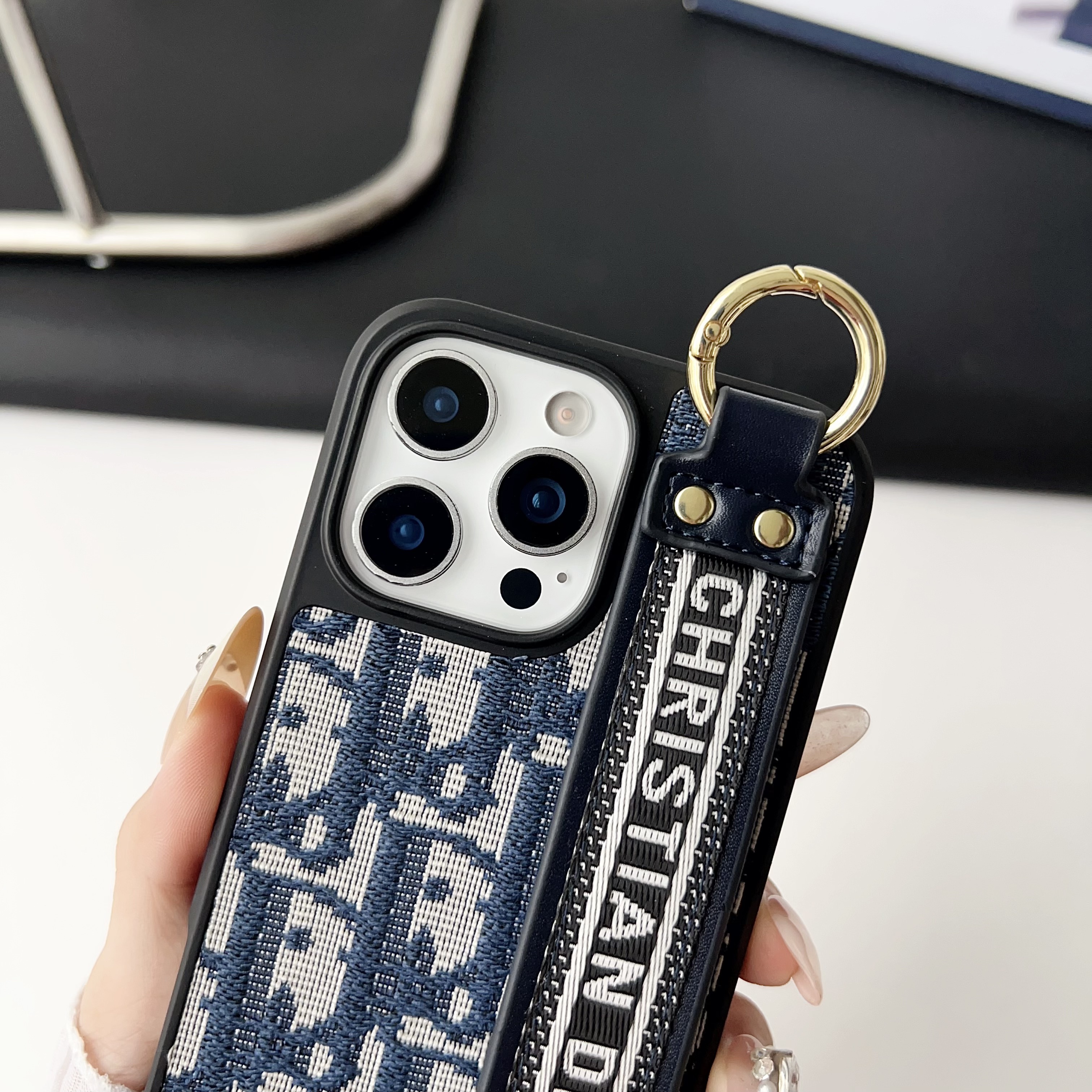 Fabrics CD iPhone Case With Holder Blue-SWk250801
