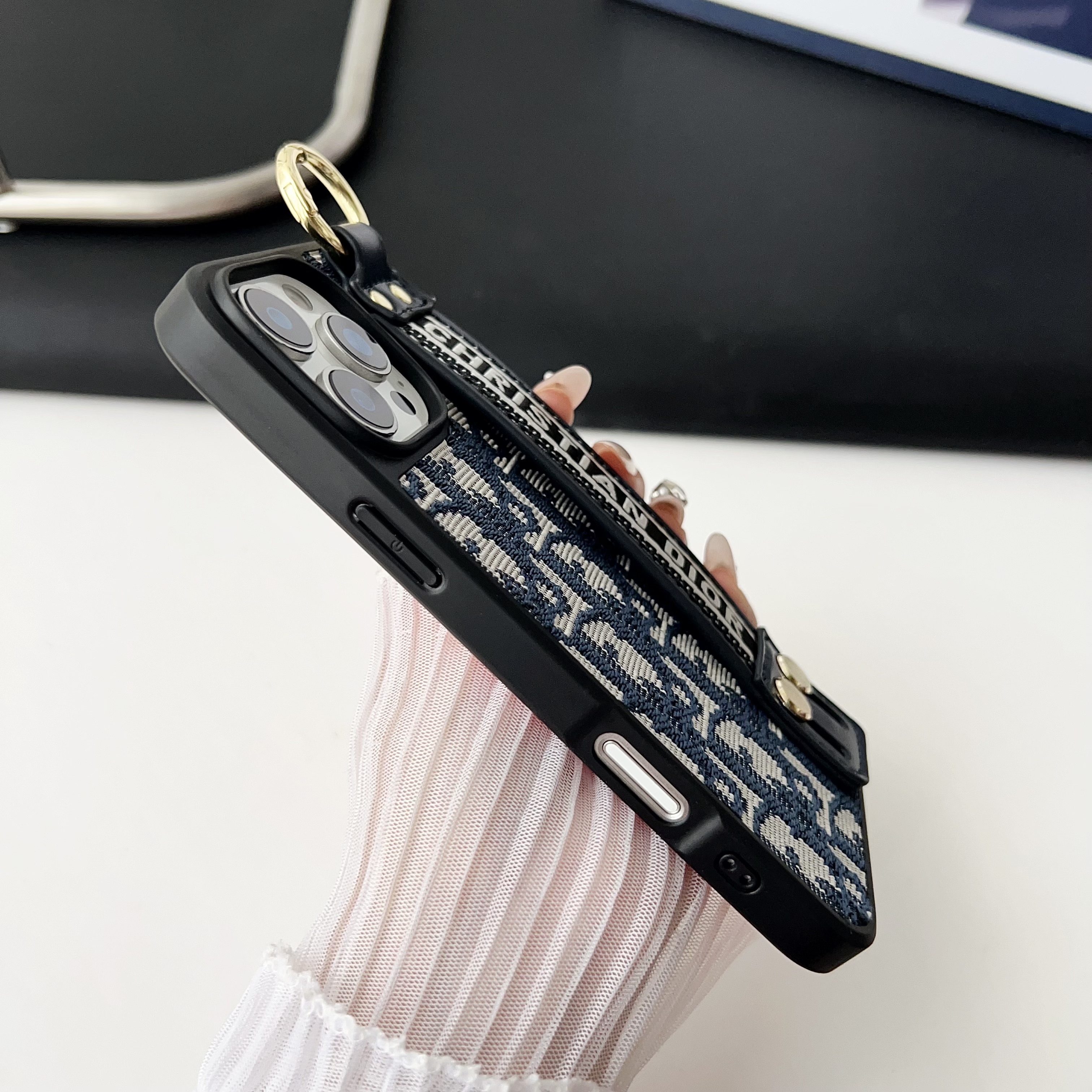 Fabrics CD iPhone Case With Holder Blue-SWk250801