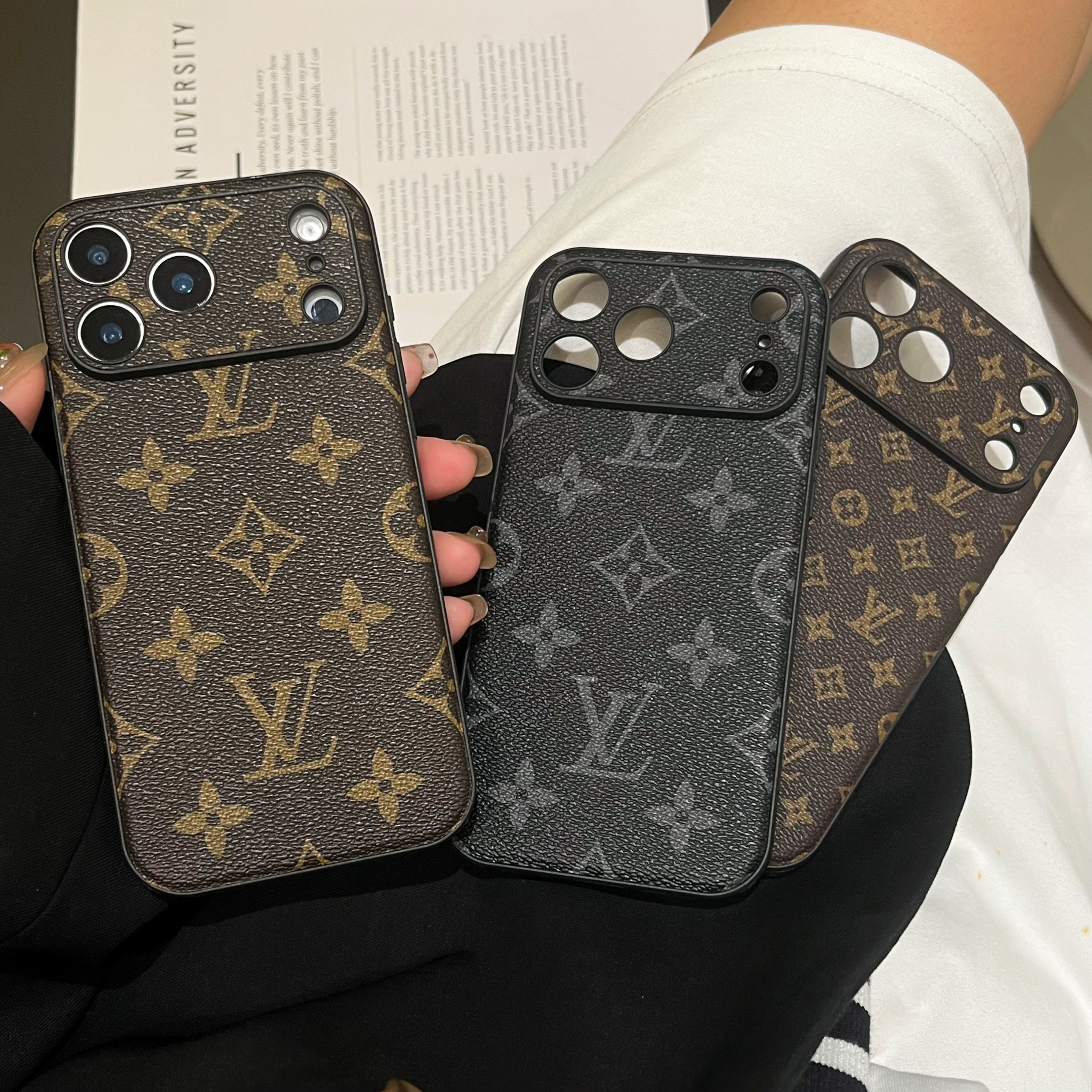 Black Monogram iPhone Case For iPhone 17 Series-CRk251026