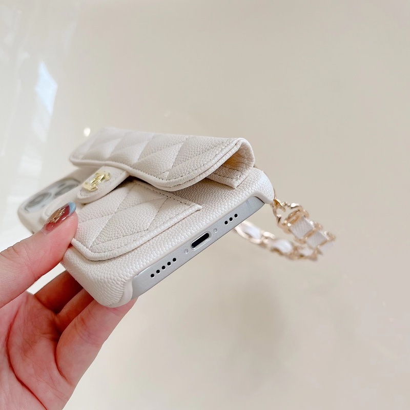 CC iPhone Case With Card Holder And Strap White -SLK240104-GTOCASE
