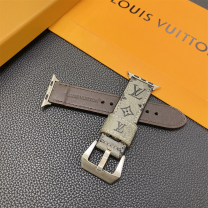 Leather Monogram Apple Watch Band Leather Brown-YH24422-GTOCASE