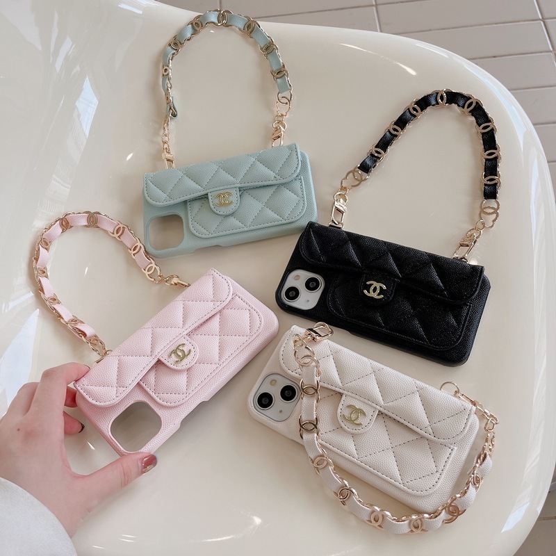 CC iPhone Case With Card Holder And Strap Pink -SLK240104-GTOCASE
