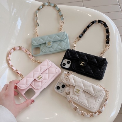 CC iPhone Case With Card Holder And Strap Pink -SLK240104-GTOCASE