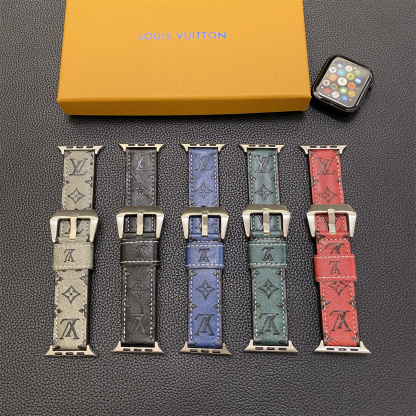 Leather Monogram Apple Watch Band Leather Red-YH24422-GTOCASE