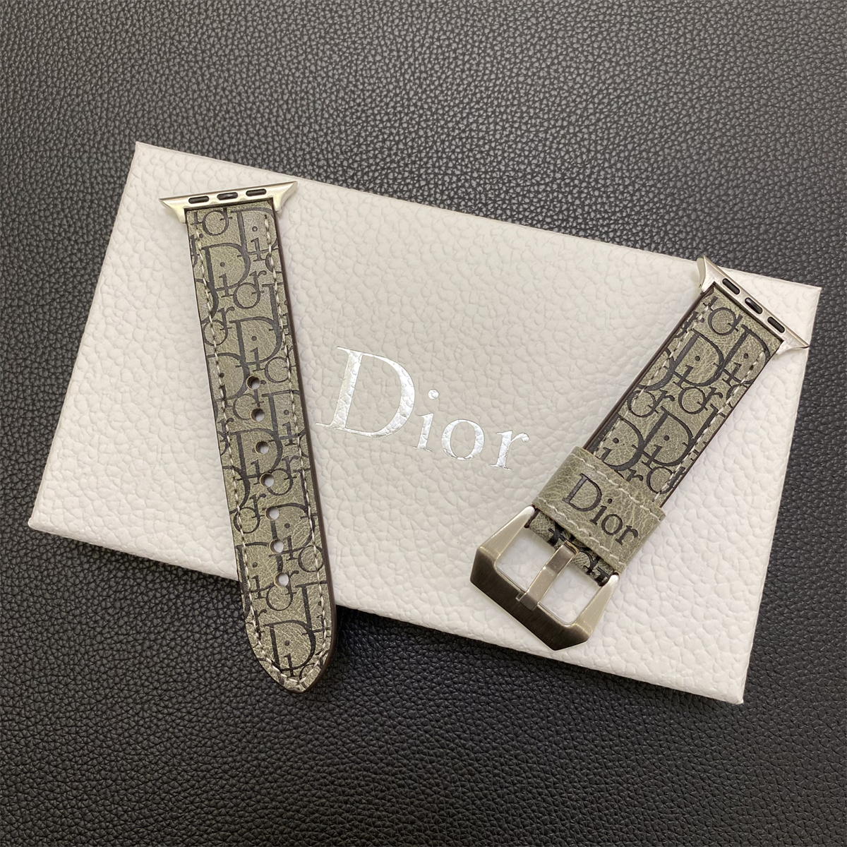 Leather CD Apple Watch Band Gray-YHK240509-GTOCASE