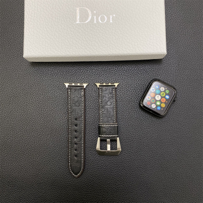Leather CD Apple Watch Band Black-YHK240509-GTOCASE