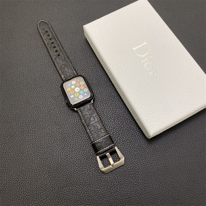 Leather CD Apple Watch Band Black-YHK240509-GTOCASE