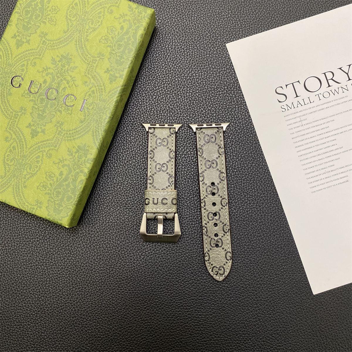 GG Apple Watch Band Leather Gray-SW24422-GTOCASE