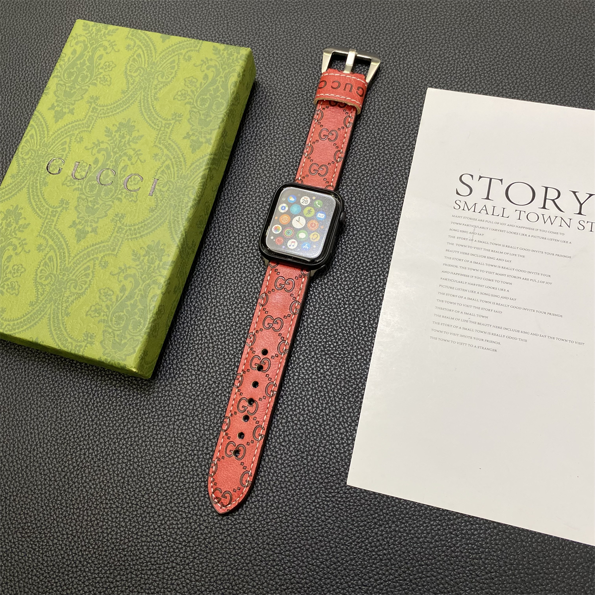 GG Apple Watch Band Leather Red-SW24422-GTOCASE