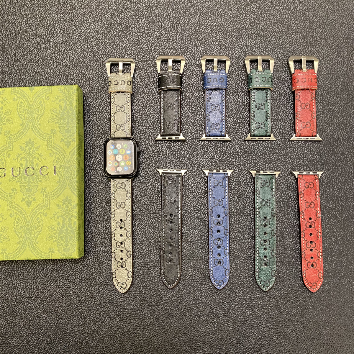 GG Apple Watch Band Leather Gray-SW24422-GTOCASE