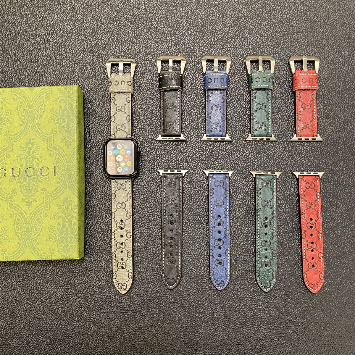 GG Apple Watch Band Leather Gray-SW24422-GTOCASE