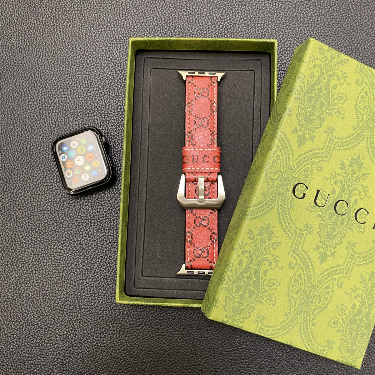 GG Apple Watch Band Leather Red-SW24422-GTOCASE