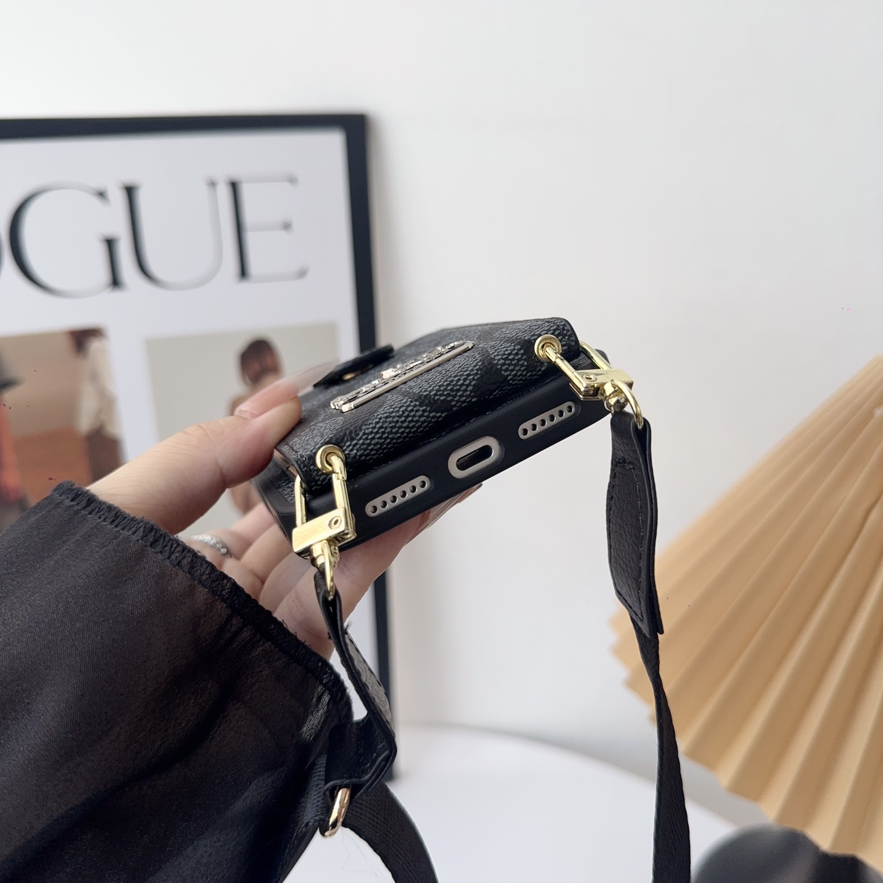 Leather CH iPhone Case With Wallet And Strap-LBK251420