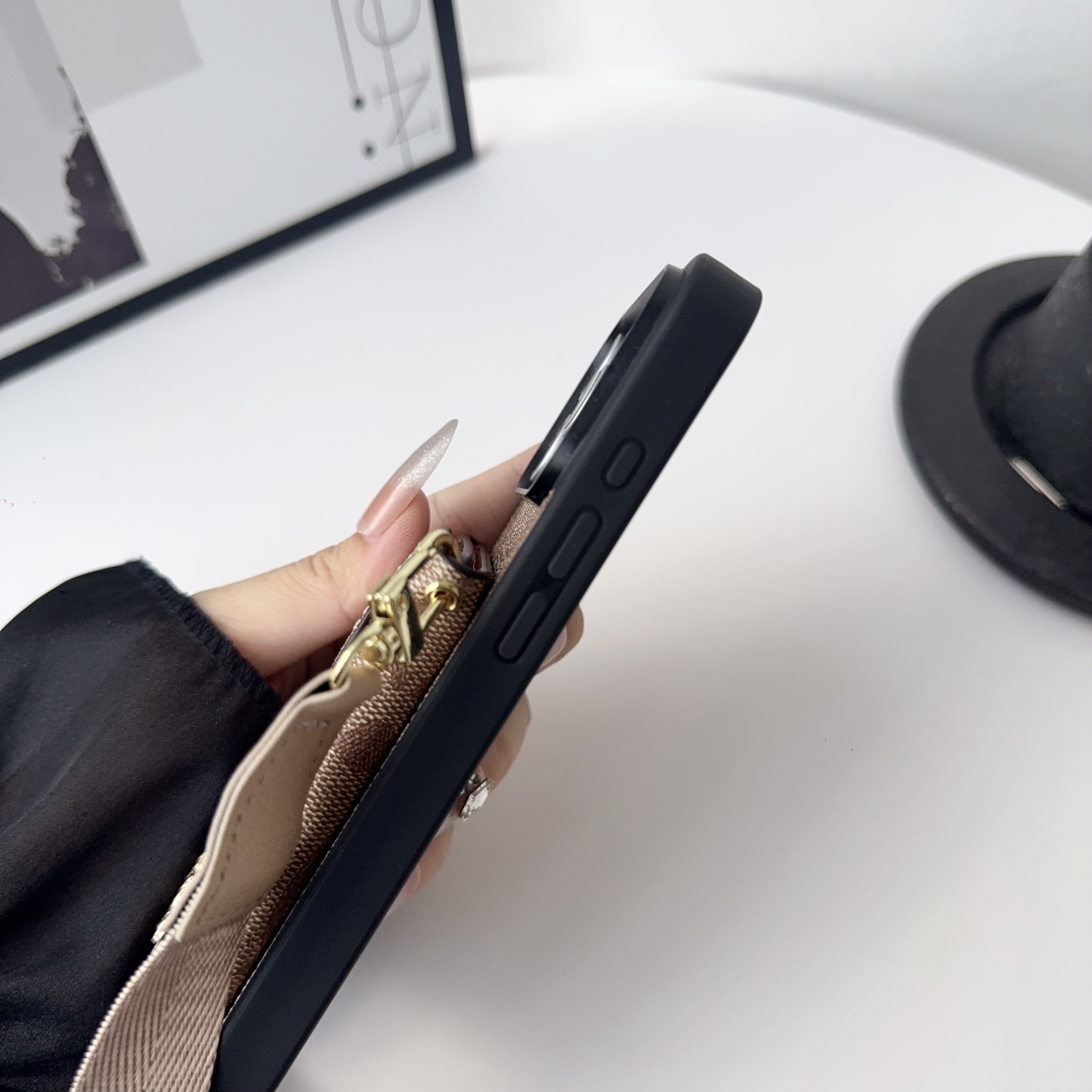 Leather CH iPhone Case With Wallet And Crossbody Strap-QBK251106