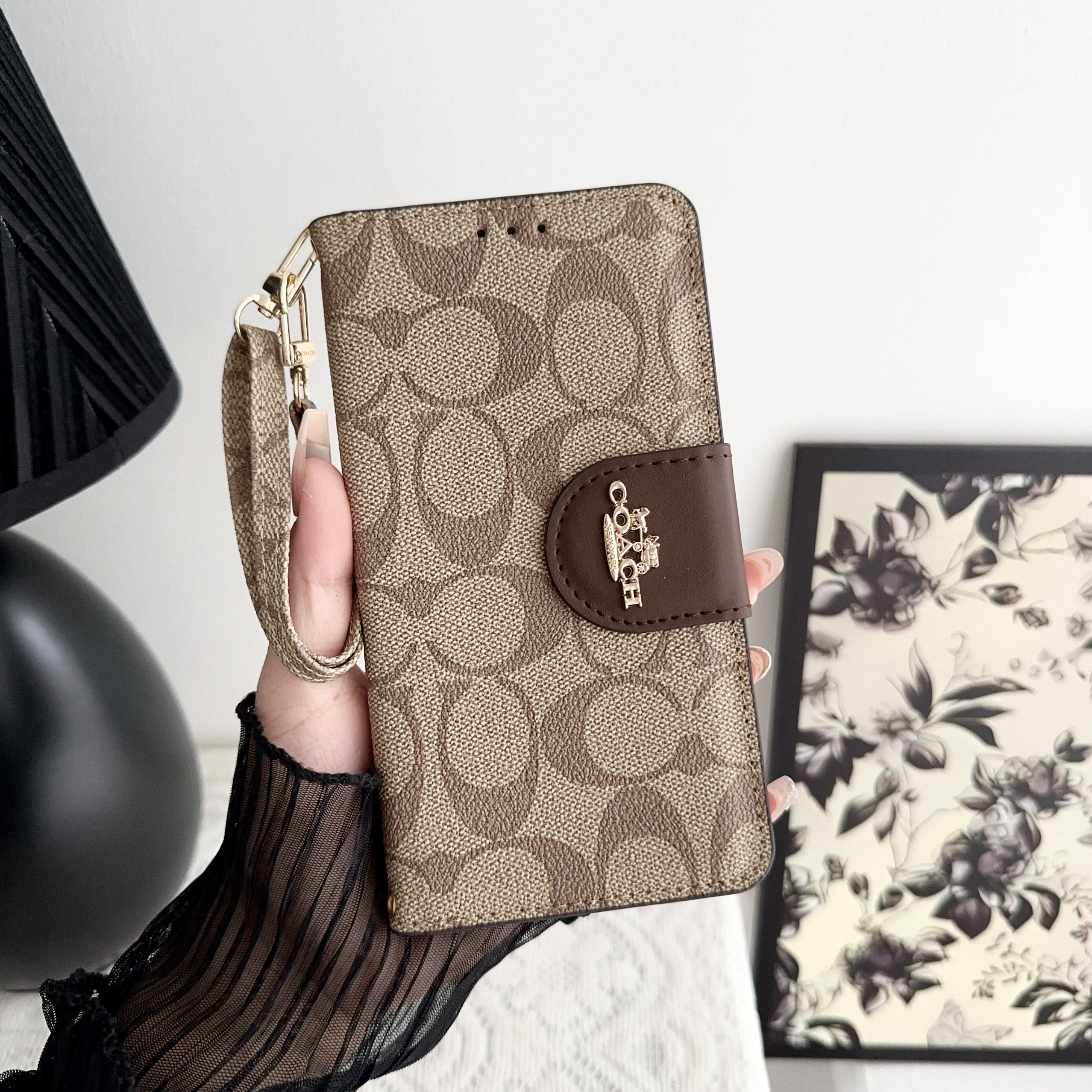 CH  iPhone Case  Leather Flip Case with Card Holder Brown-PTK241622-GTOCASE