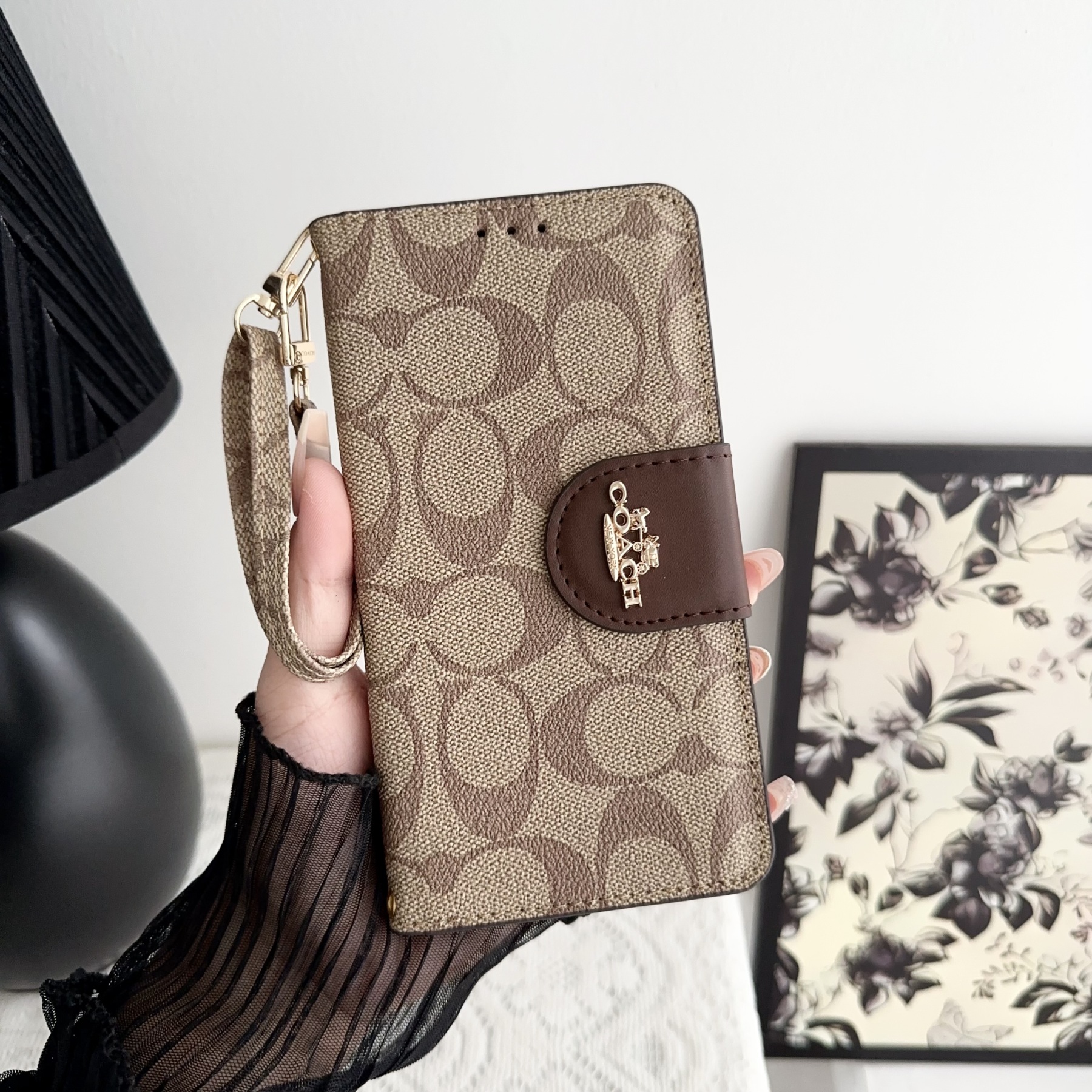 CH iPhone Case Leather Flip Case with Card Holder Brown-PTK241622-GTOCASE