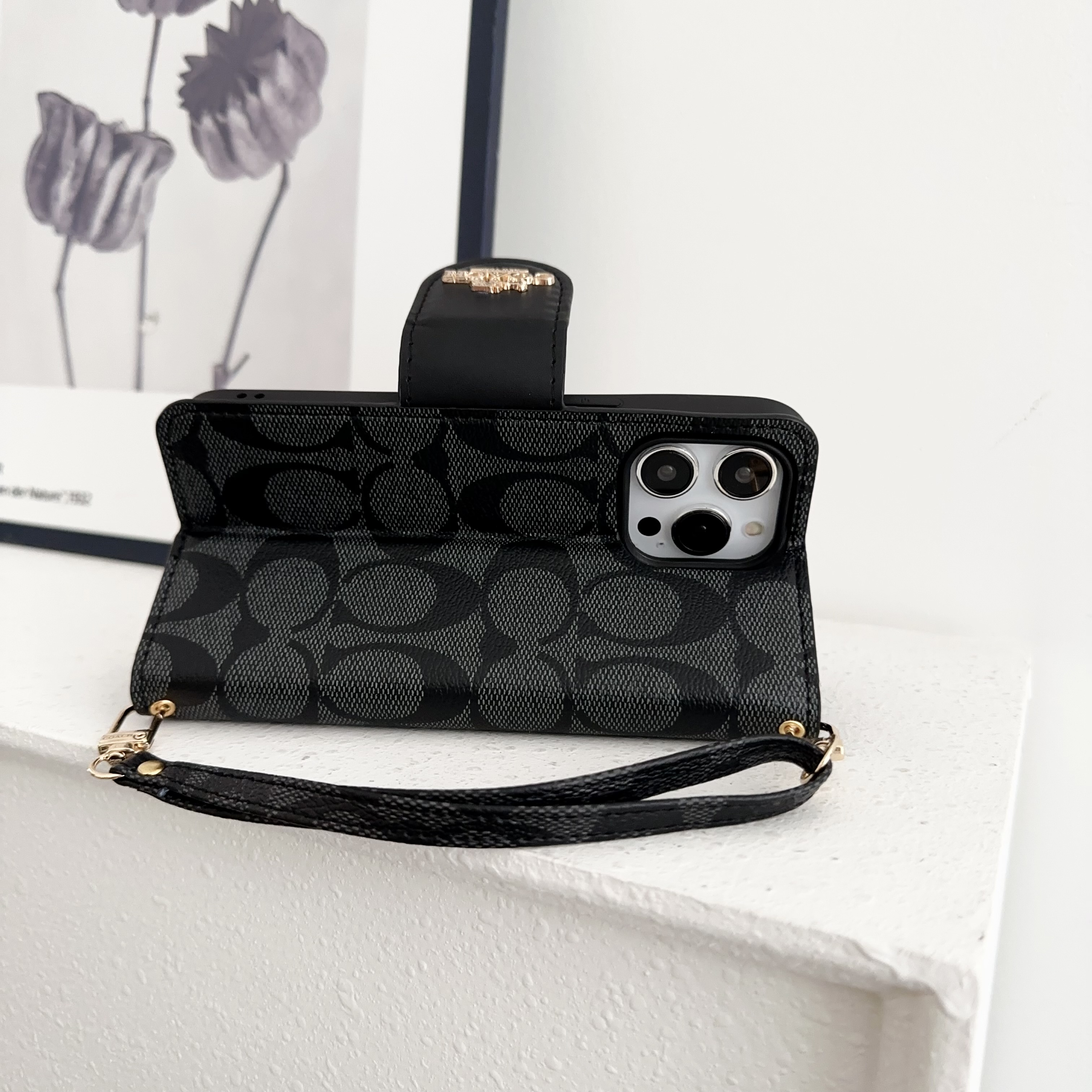 CH  iPhone Case  Leather Flip Case with Card Holder Black-PTK241622-GTOCASE