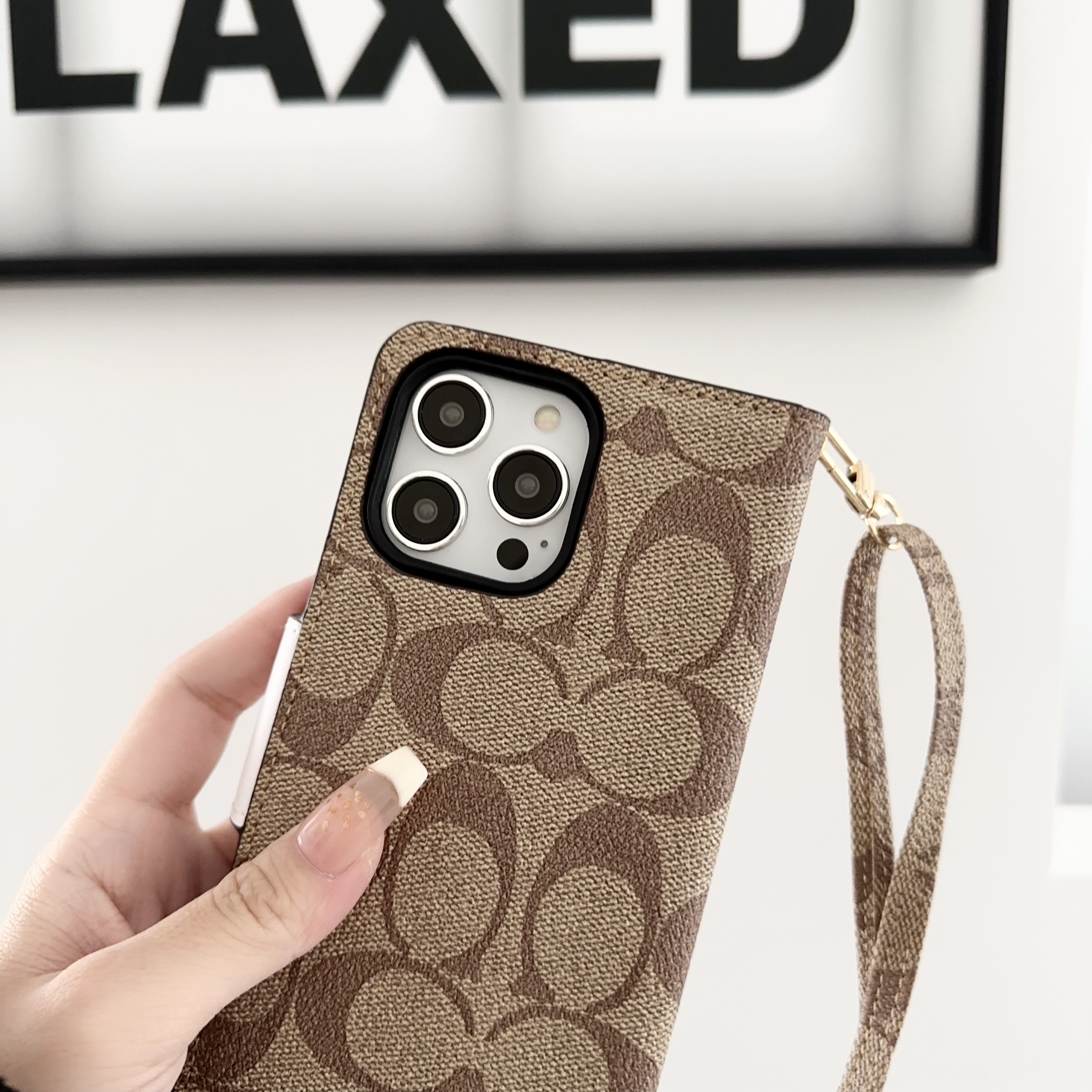 CH  iPhone Case  Leather Flip Case with Card Holder Brown-PTK241622-GTOCASE