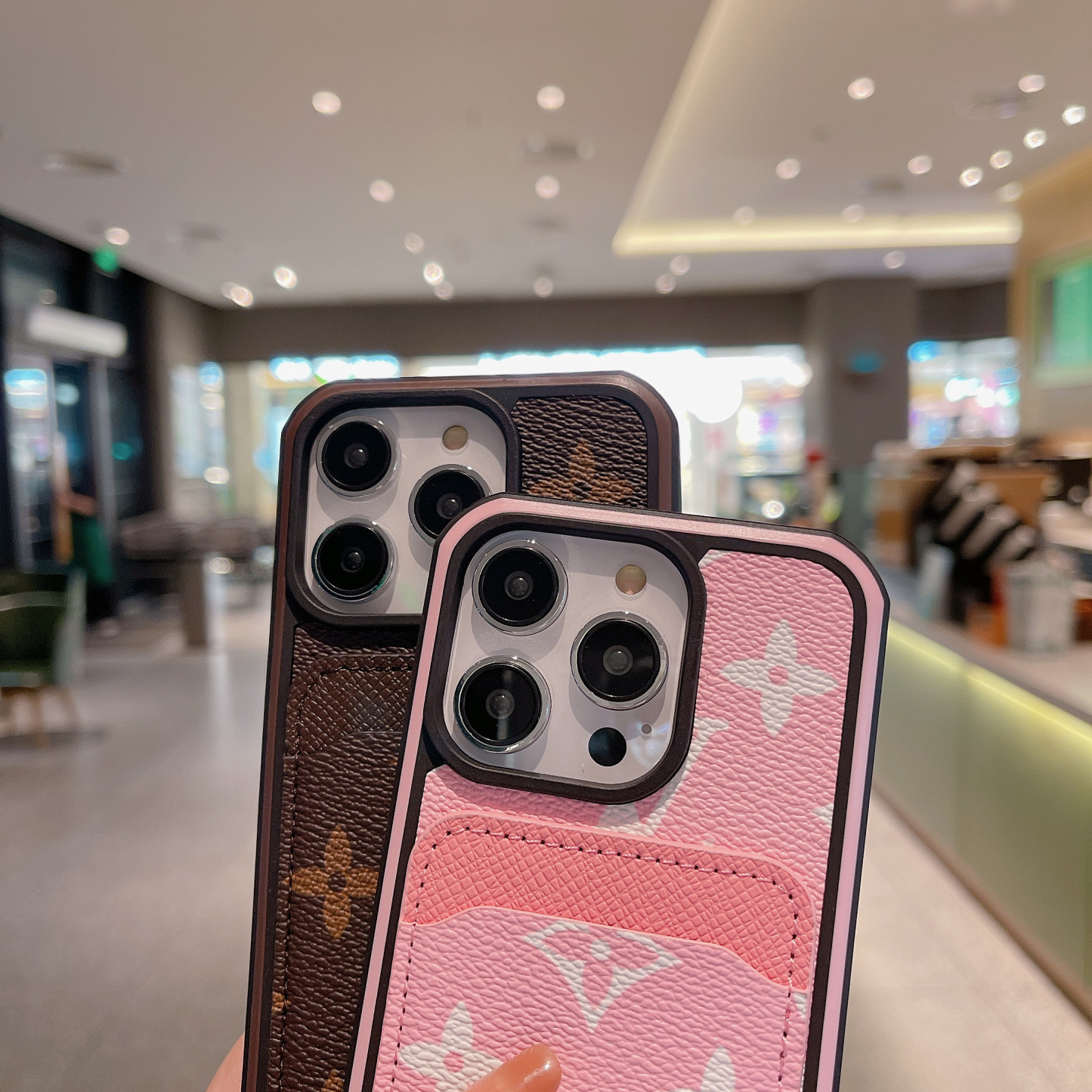 Monogram iPhone Case With Card Holder Big Printing -ZP241107-GTOCASE
