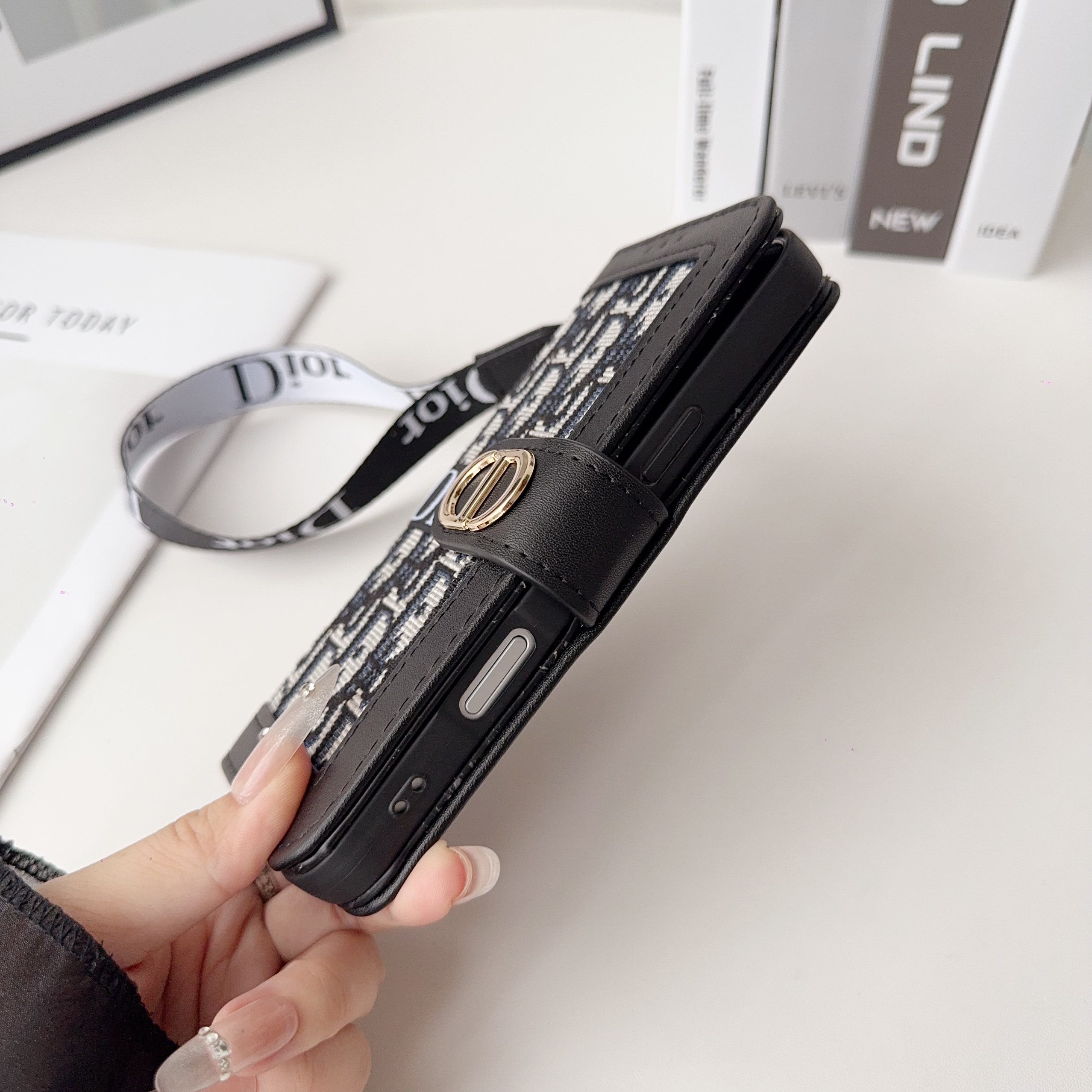 CD iPhone Case With Card Holder And Wrist Strap-CXW251104