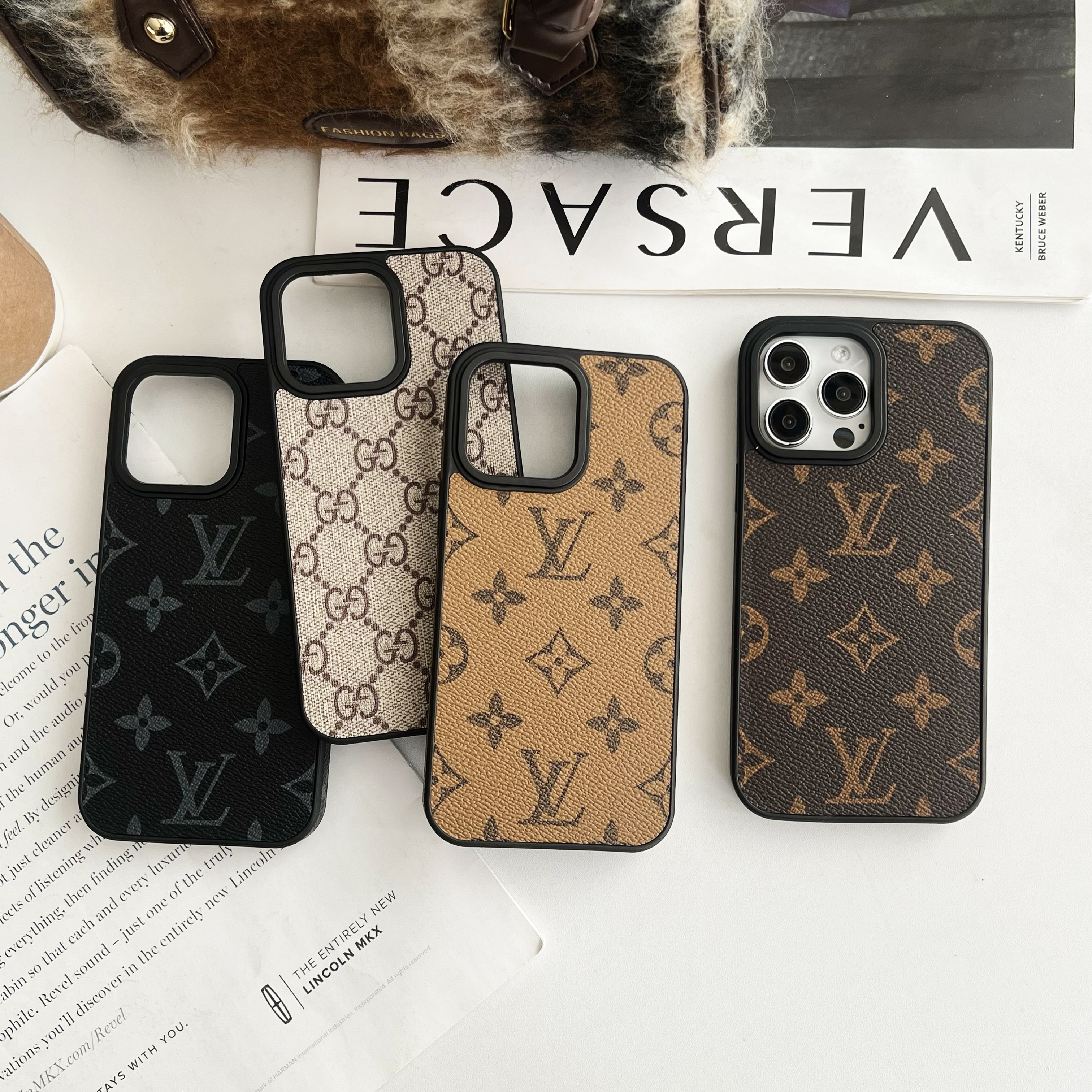 Leather Monogram iPhone Cases Yellow Printing-DDKK251722