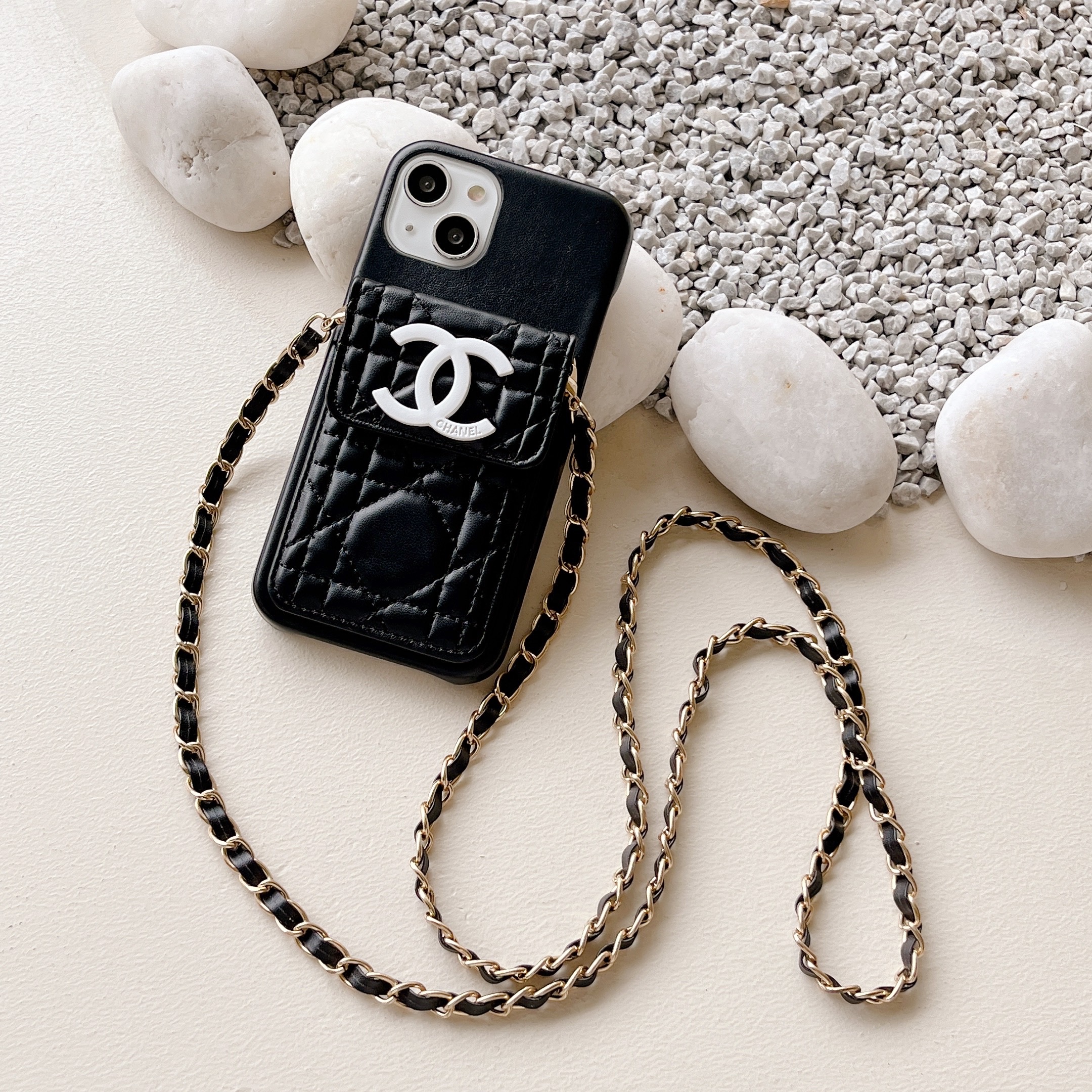 CC iPhone Case With Wallet And Strap Black -GS241602-GTOCASE