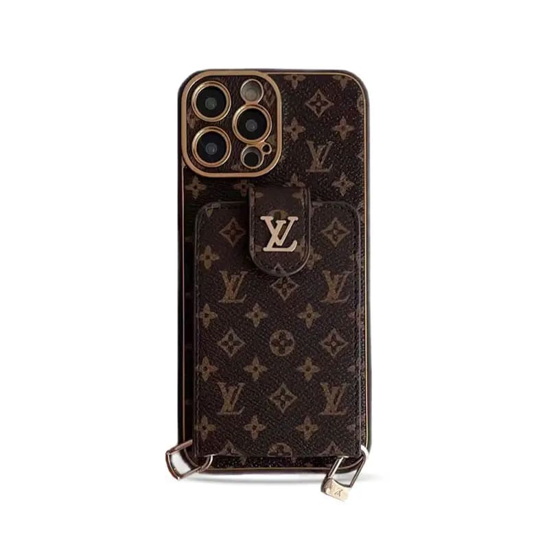 Monogram iPhone Case With Card Wallet And Strap -Small printing-ZQB231228