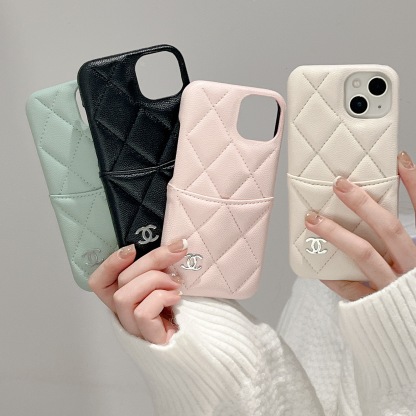 Leather CC Case With Crad Holder For iPhone Pink -PZB240603-GTOCASE