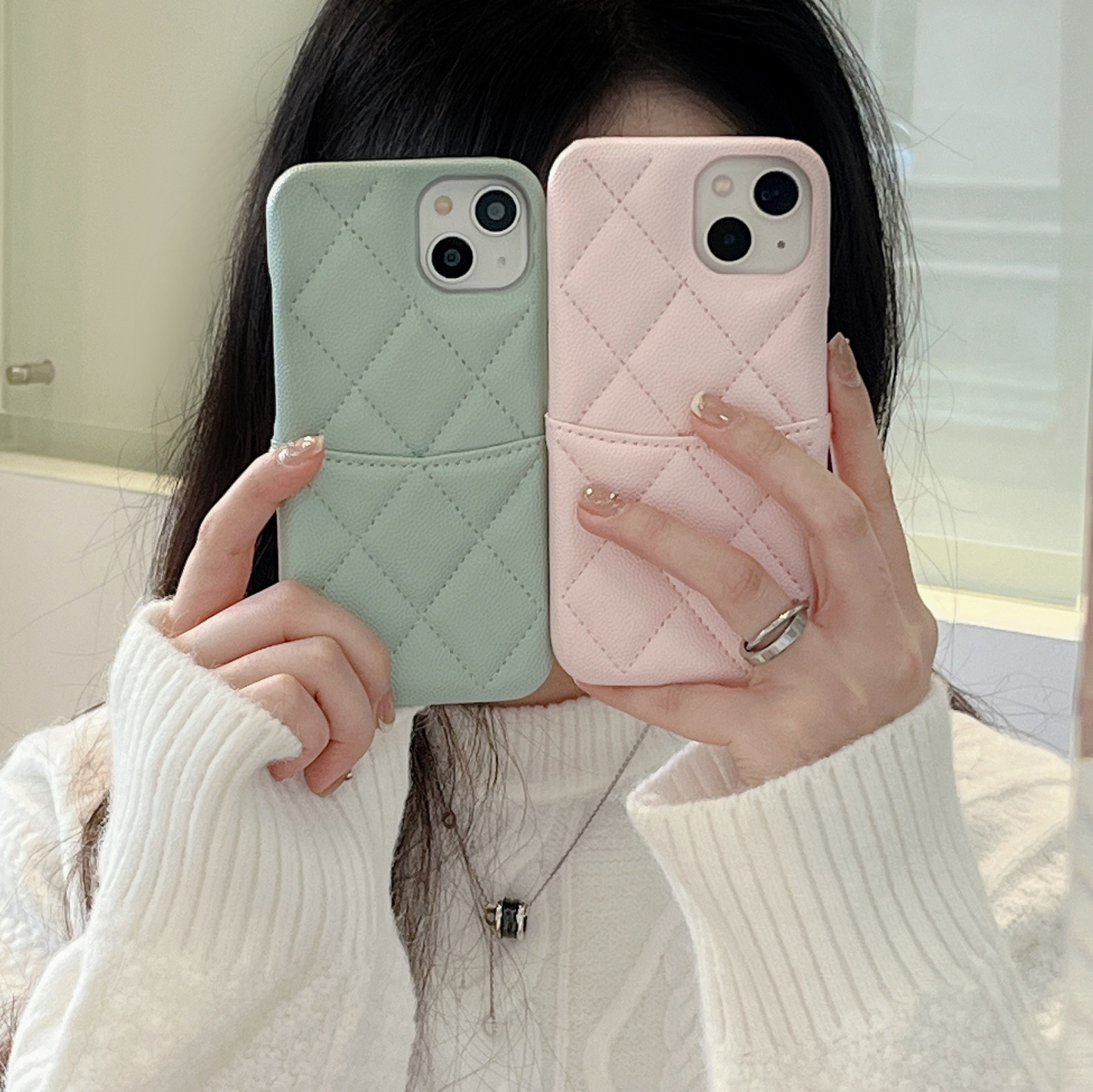 Leather Phone Case With Card Holder For iPhone- AMJ240706-GTOCASE