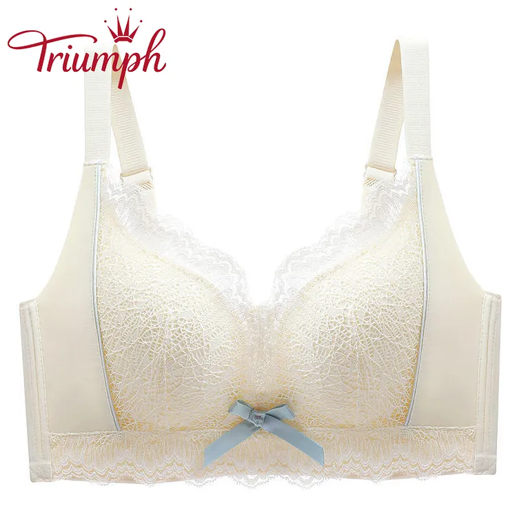 Triumph - Sutien mare roșu cu dantelă fundă push-up【S-3XL】