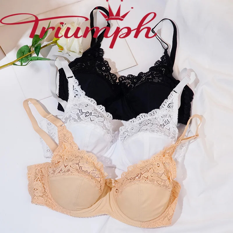 Triumph - 🔥 Szexi, dróttal hímzett csipke nagyméretű állítható melltartó [75A-110E] 3 db.