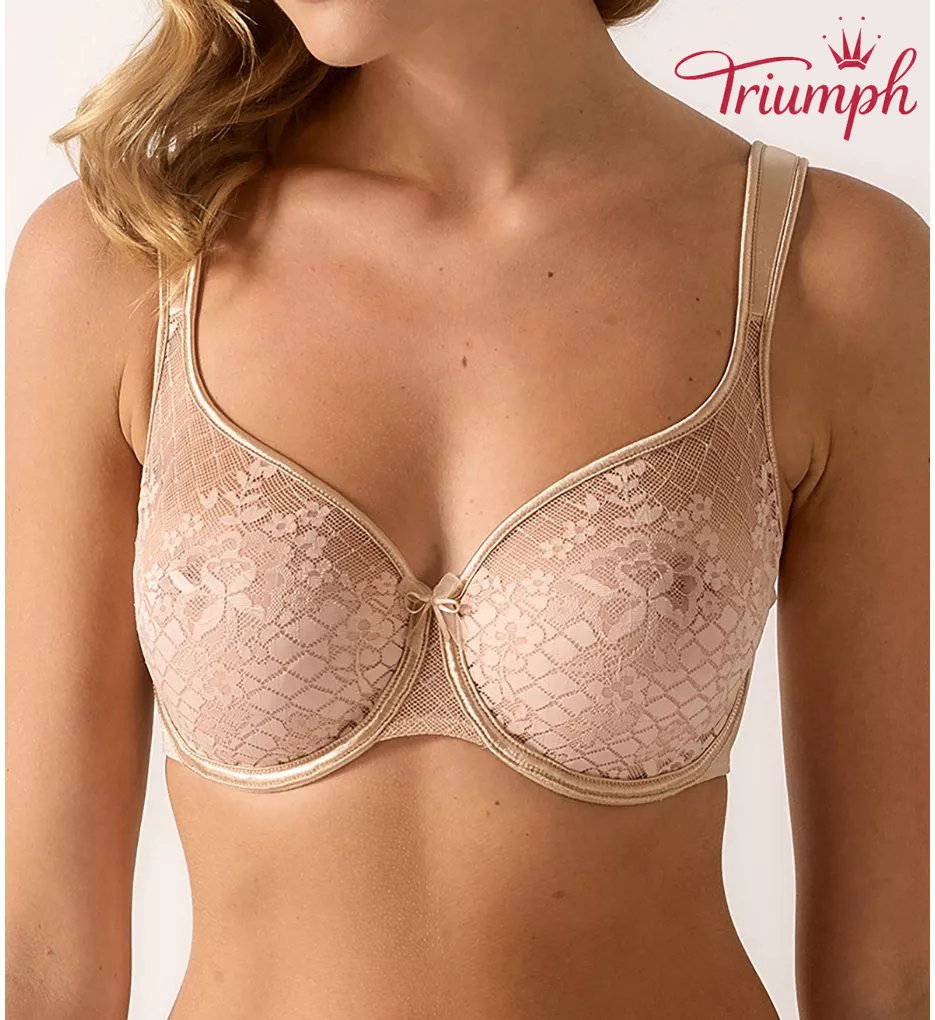 TRIUMPH - 3 sztuki 🔥 Seksowny biustonosz z haftowanym koronkowym różem