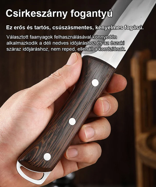 Kézzel kovácsolt konyhai cikkek，Magas széntartalmú acél csontozó kés, a húscsontok pontos elválasztása, hatékonyabb főzés!