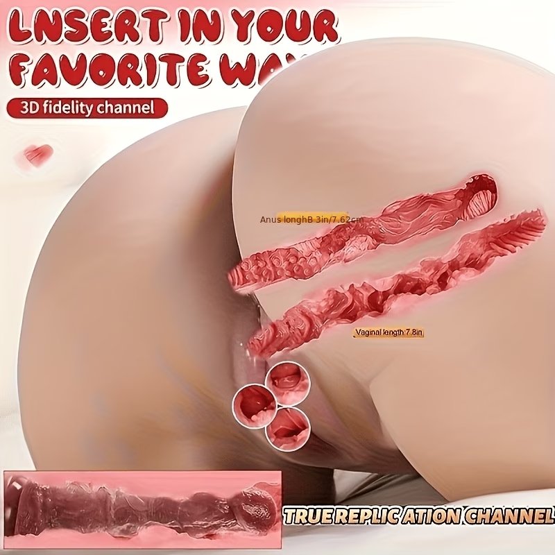 Life-size male masturbator/sex toy featuring realistic skin texture, full-size adult toy with realistic breasts, large buttocks, and a tight vagina/anus for friction play.