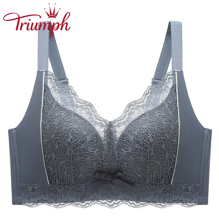 Triumph - Sutien mare roșu cu dantelă fundă push-up【S-3XL】