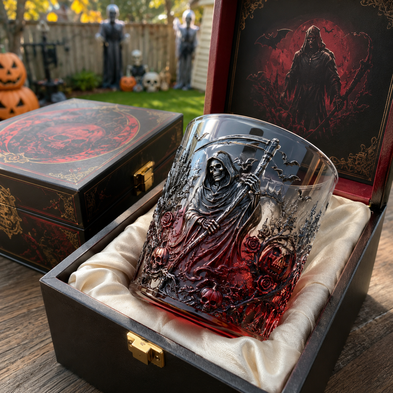💀🩸Crimson Grim Reaper Collector Whiskey Glass