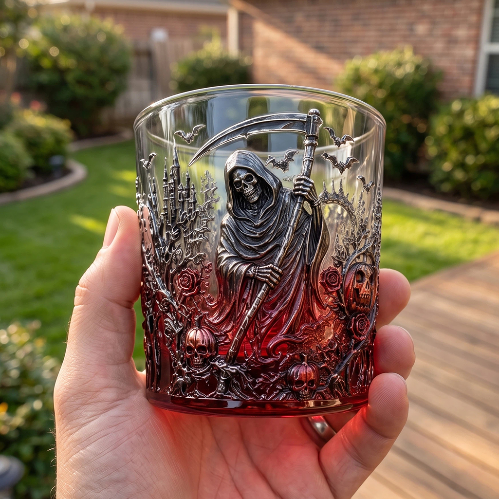 💀🩸Crimson Grim Reaper Collector Whiskey Glass
