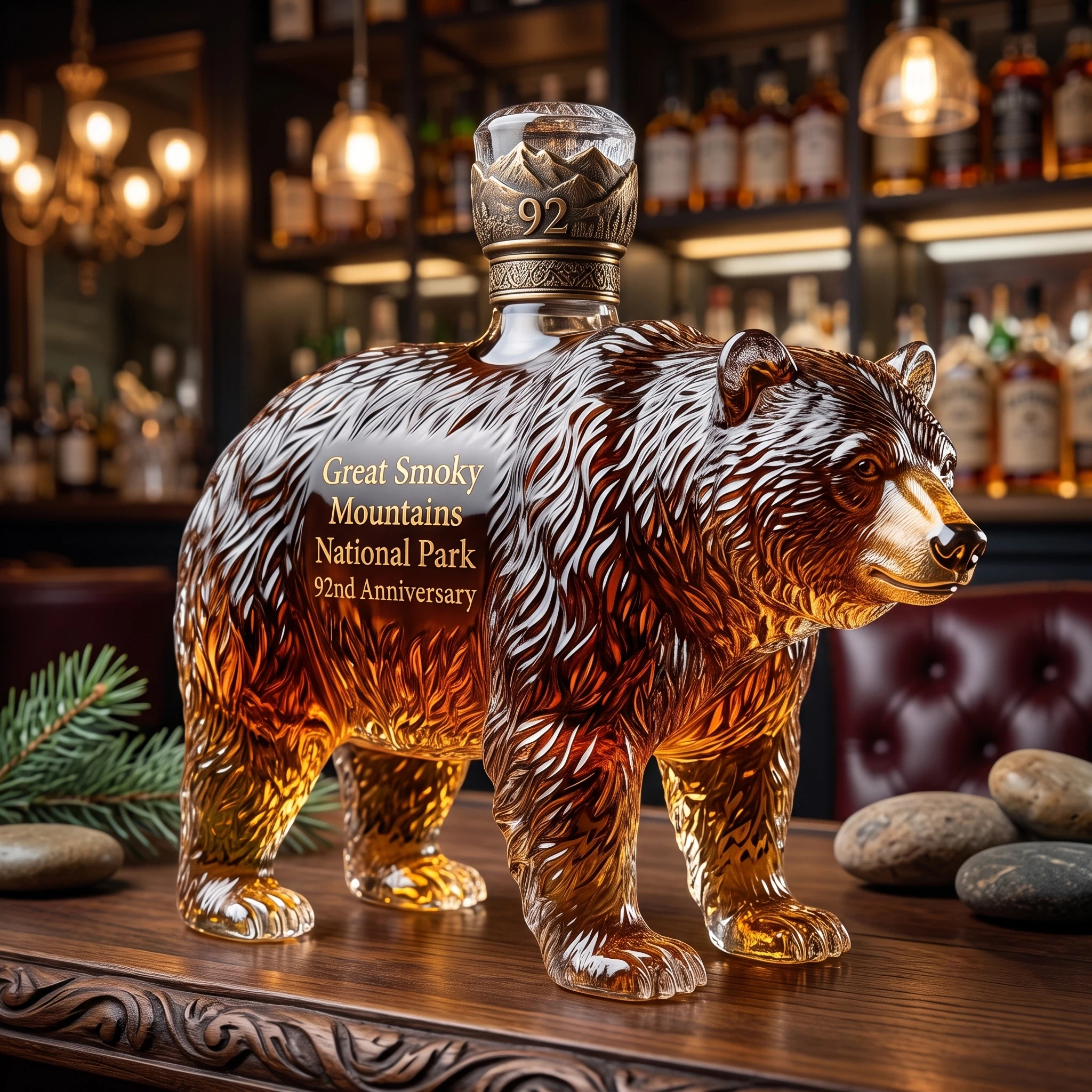 Great Smoky Mountains 92nd ANNIVERSARY Bear Whiskey Decanter