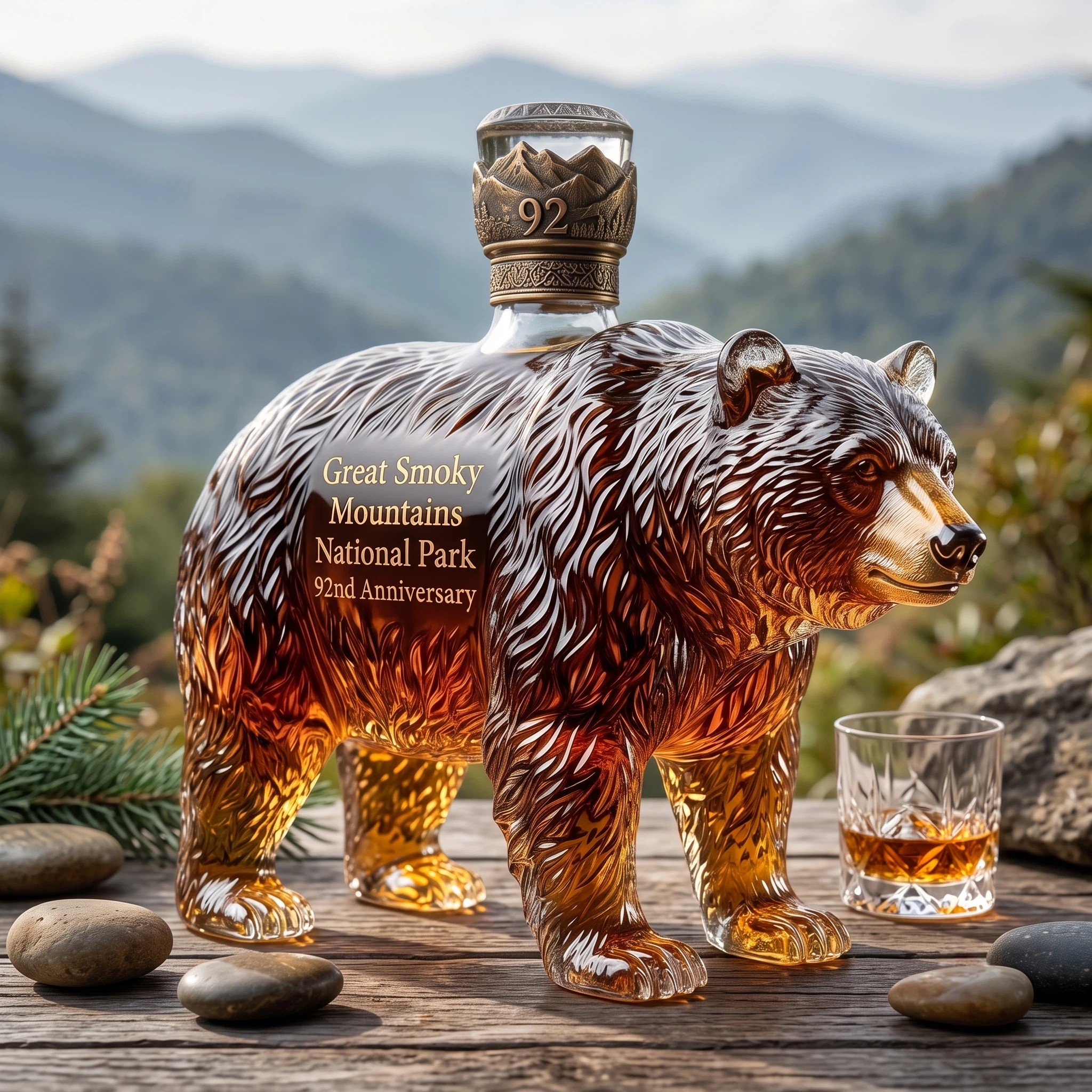 Great Smoky Mountains 92nd ANNIVERSARY Bear Whiskey Decanter