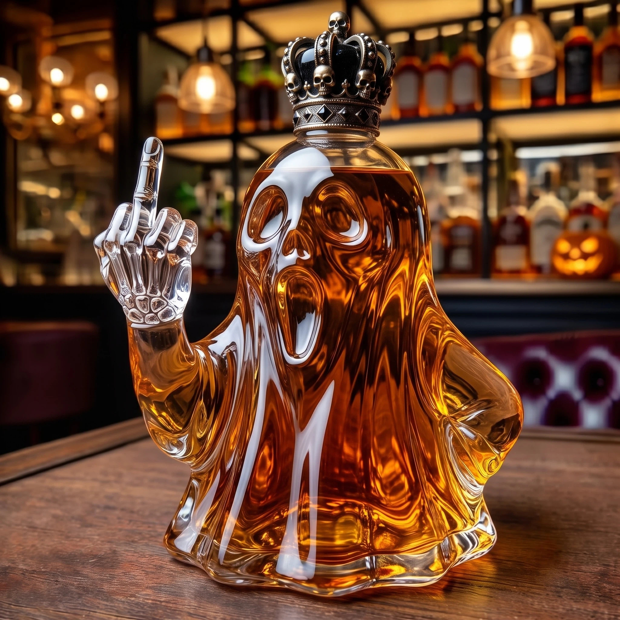 Funny Ghostly Gesture Halloween Whiskey Decanter