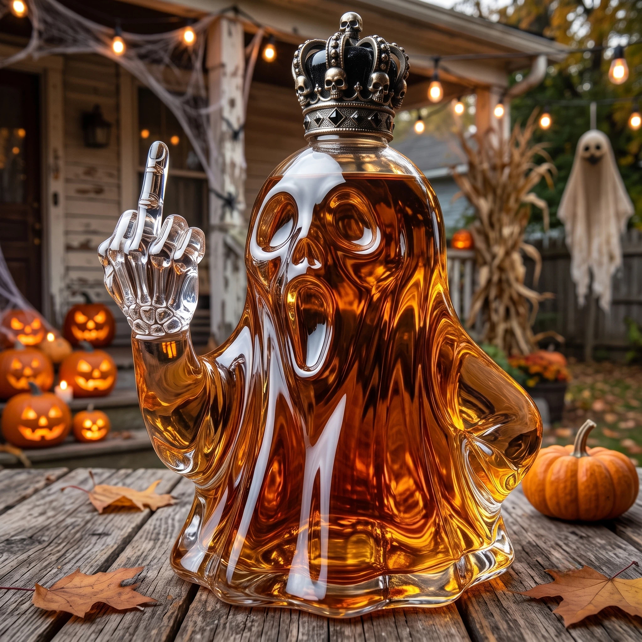 Funny Ghostly Gesture Halloween Whiskey Decanter