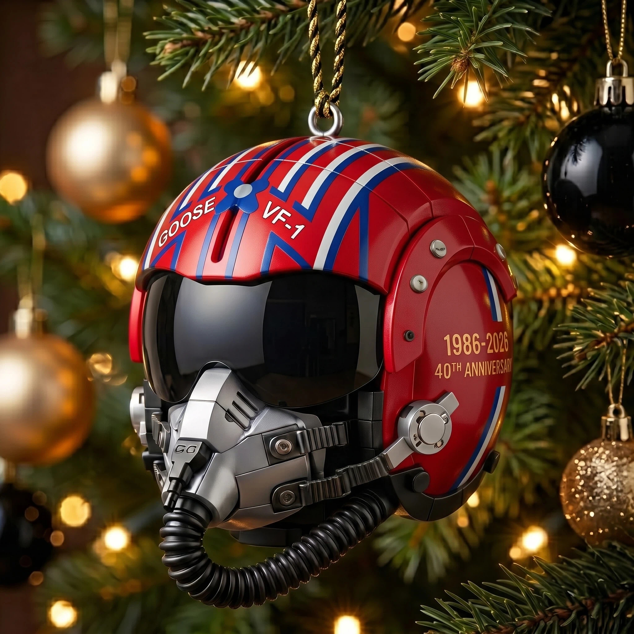 1986–2026 40th Anniversary Fighter Pilot Helmet Christmas Ornaments