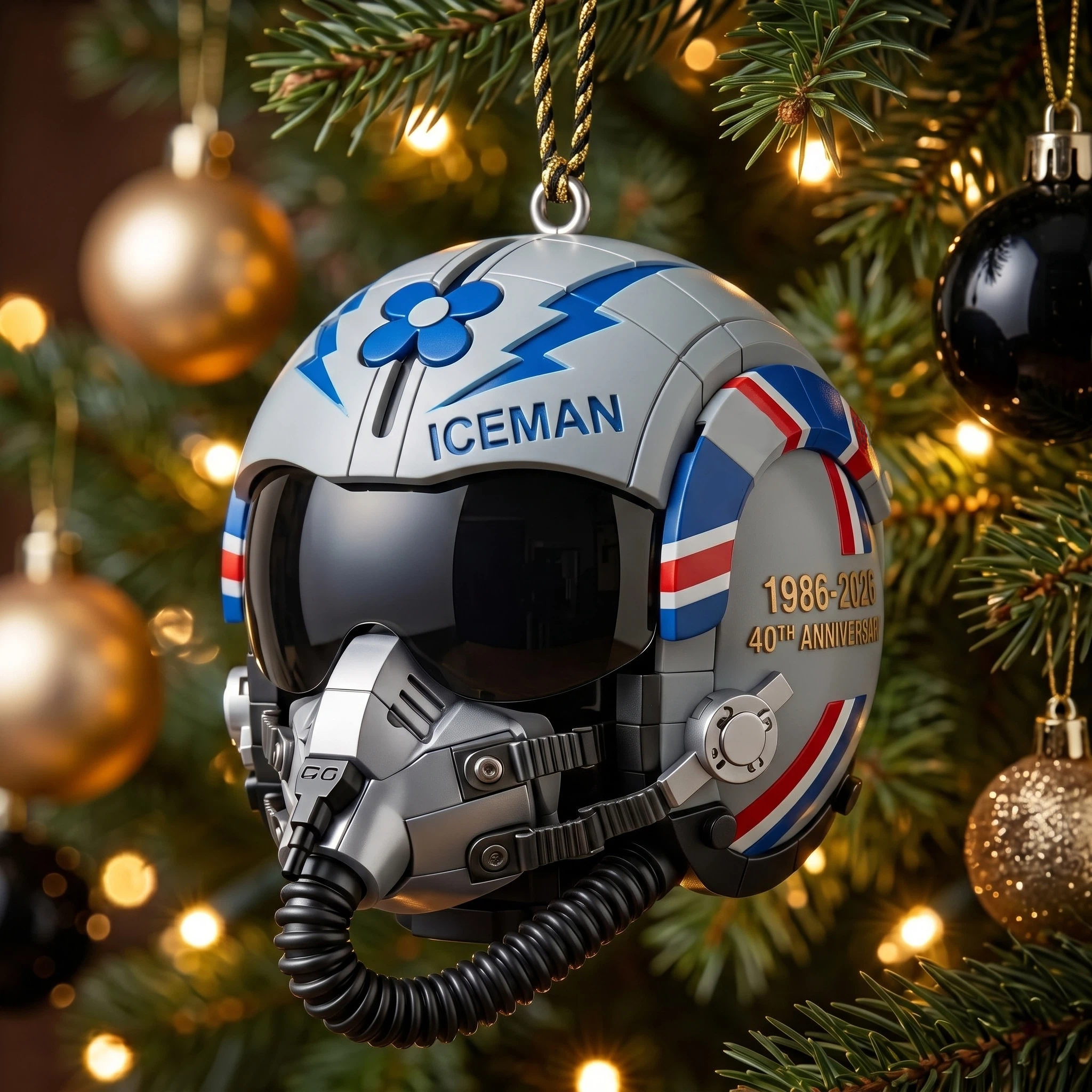 1986–2026 40th Anniversary Fighter Pilot Helmet Christmas Ornaments