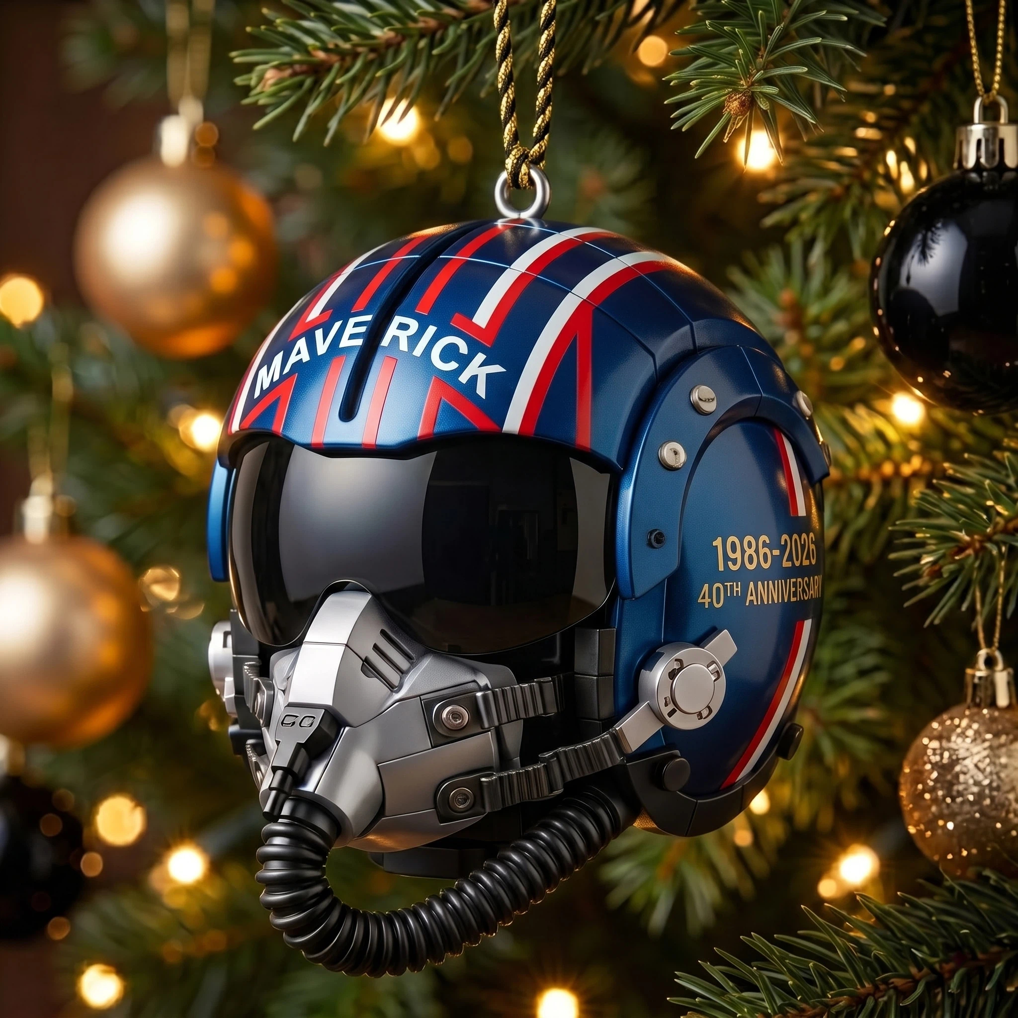 1986–2026 40th Anniversary Fighter Pilot Helmet Christmas Ornaments