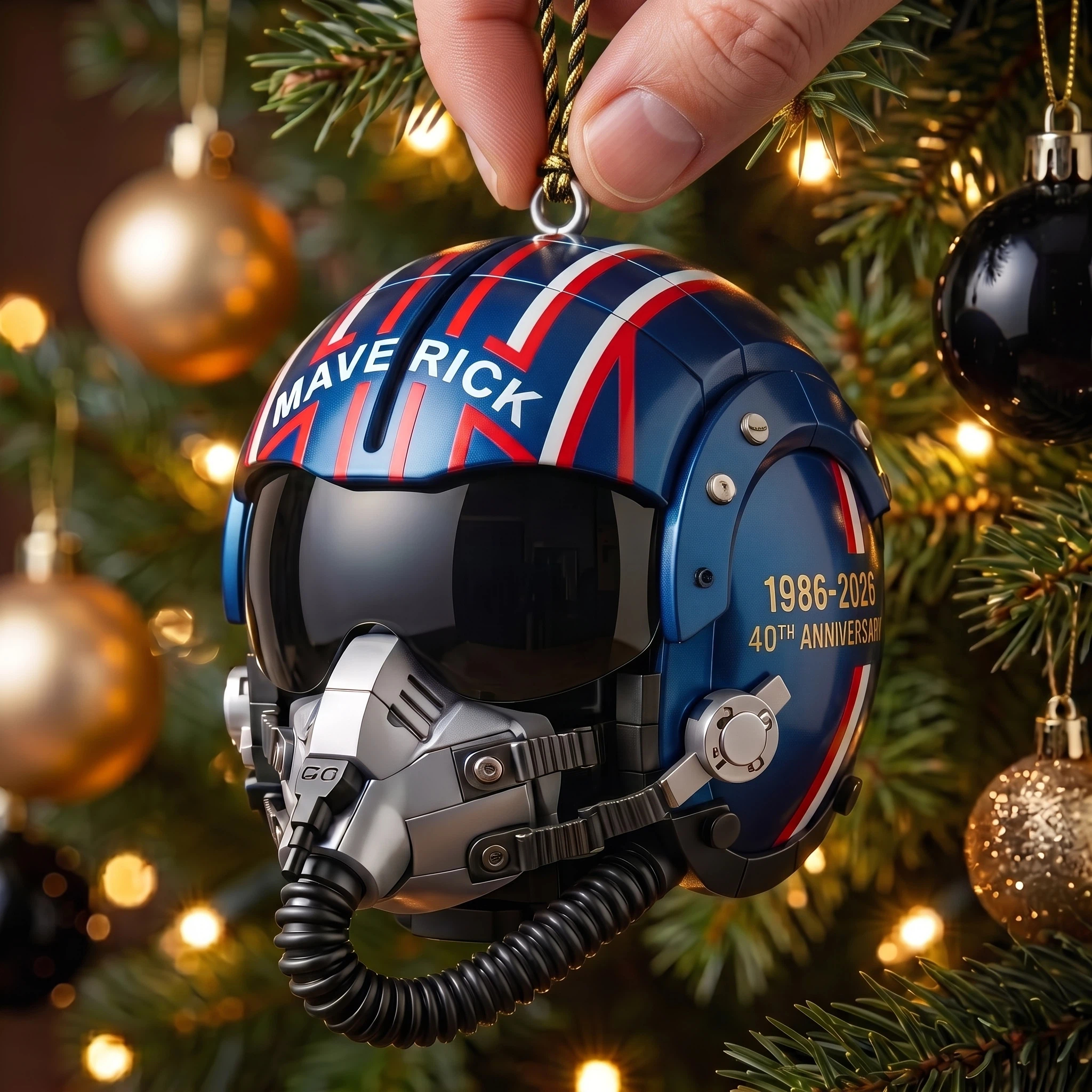 1986–2026 40th Anniversary Fighter Pilot Helmet Christmas Ornaments