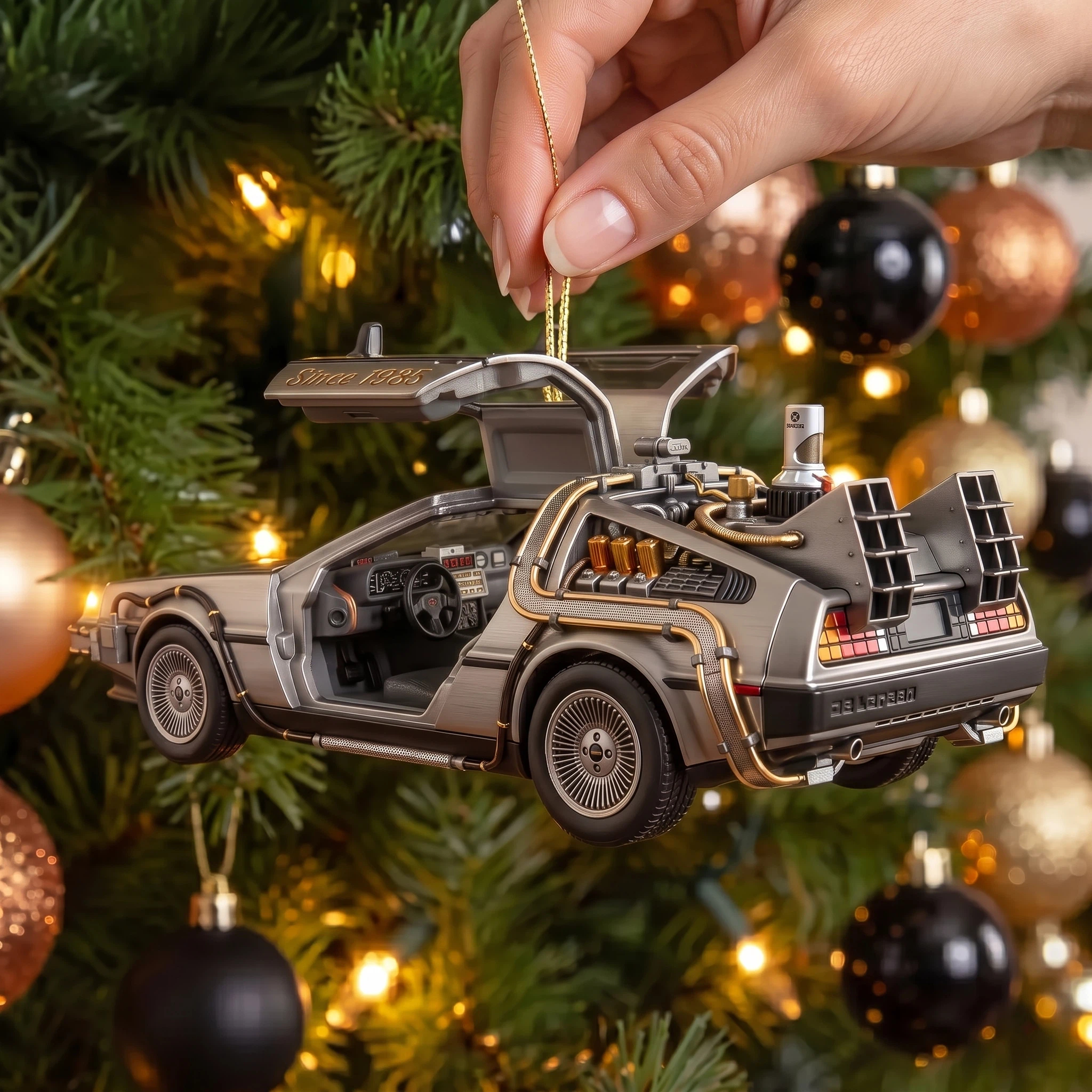 Classic Time-Travel Car Christmas Ornament