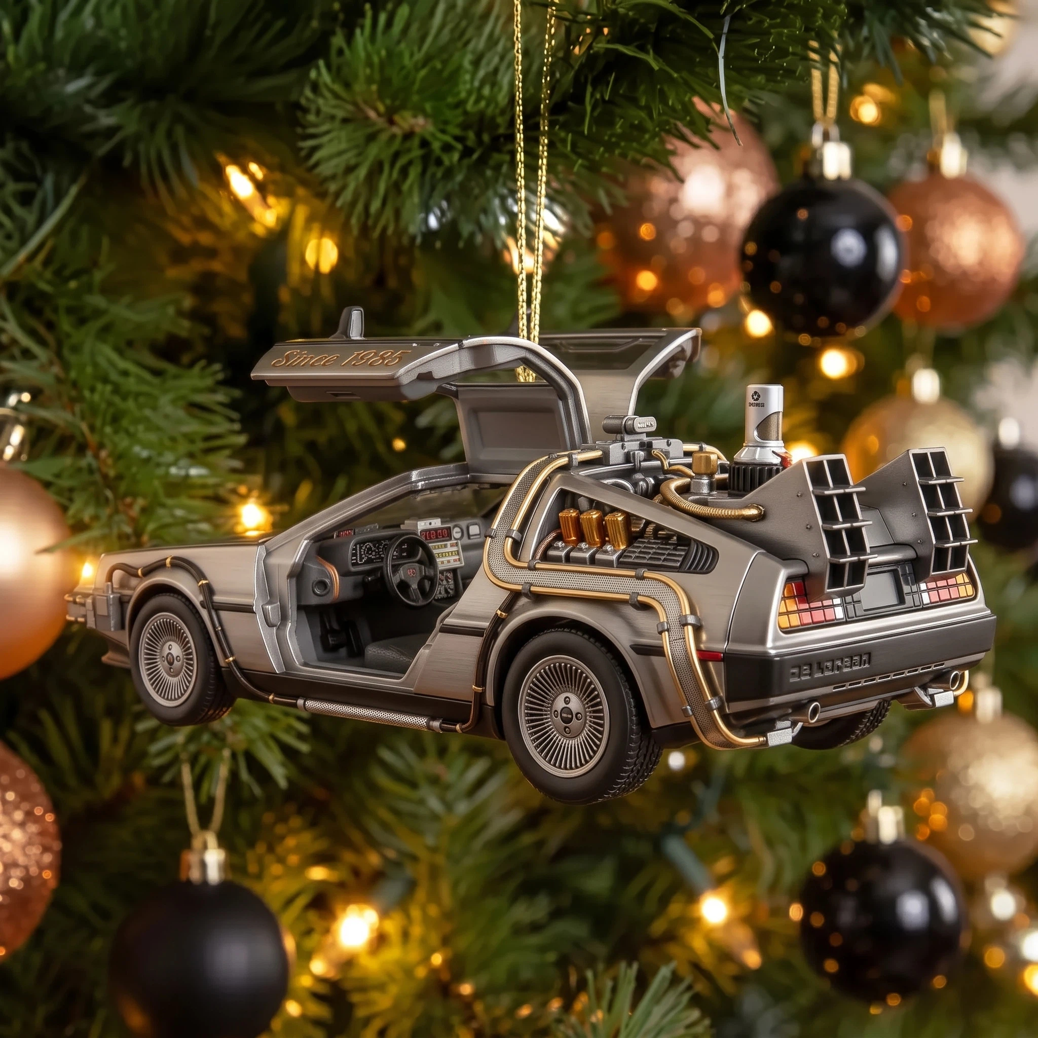 Classic Time-Travel Car Christmas Ornament