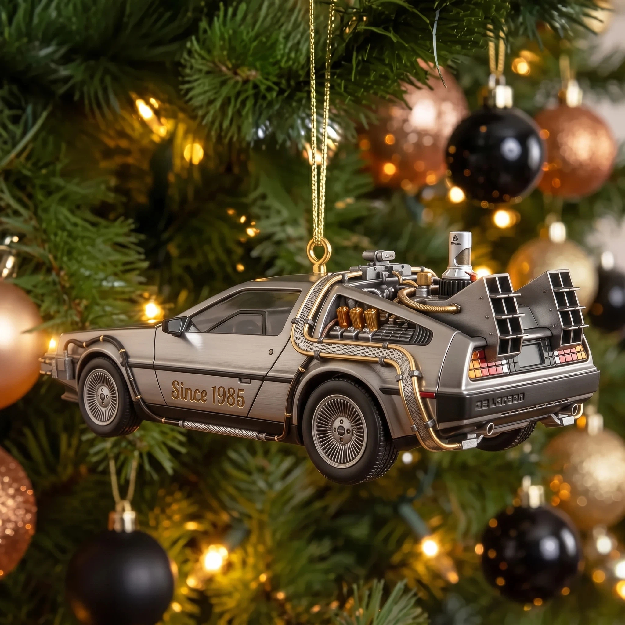Classic Time-Travel Car Christmas Ornament