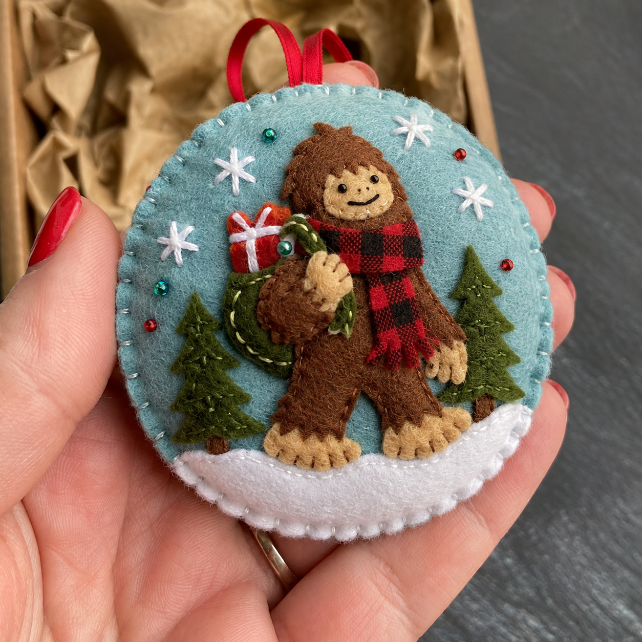 Bigfoot Christmas Felt Ornament Set