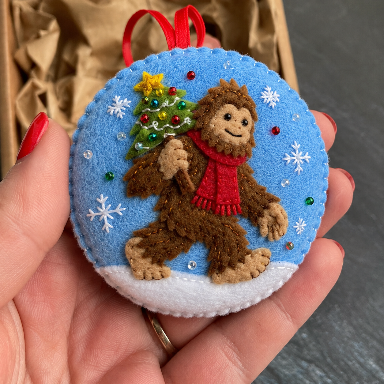 Bigfoot Christmas Felt Ornament Set